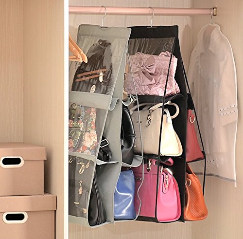 Geboor Hanging Handbag Organizer Dust-Proof Storage Holder Bag Wardrobe Closet for Purse Clutch with 6 Larger Pockets (