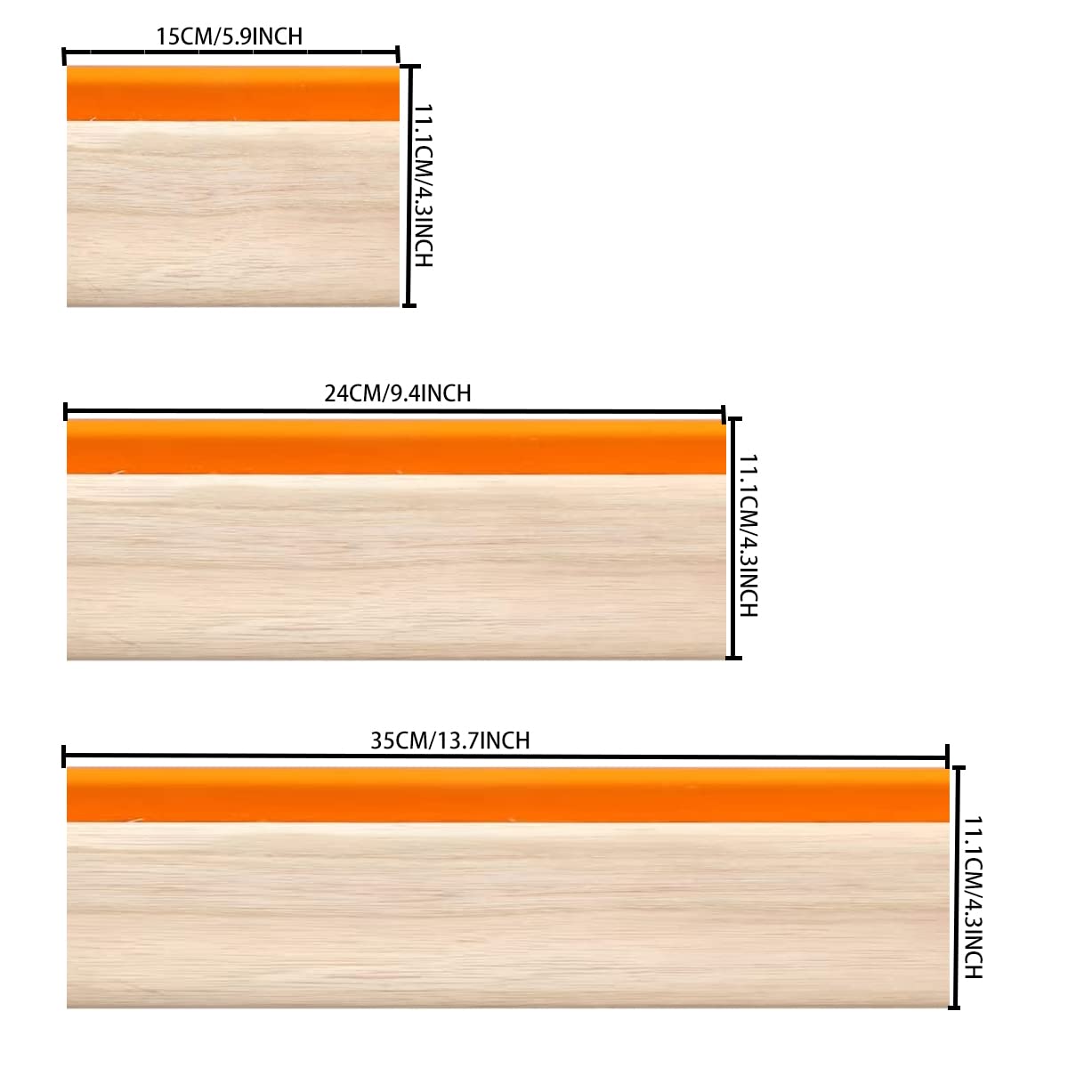 INBYME Silk Stencil Screen Printing Squeegee, 3 Size 5.9 inch/9.4 inch/13.7 inch Water Squeegee, 75 Durometer Wooden Ink Scraper for Screen Printing