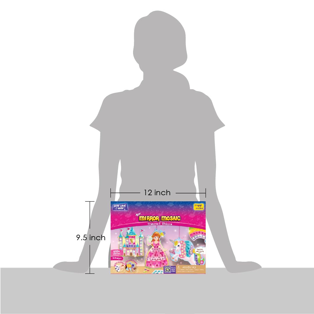 Imagimake Mirror Mosaic Princess & Unicorn Kids Art Set | DIY Craft Kit | Foil Stickers for Kids | Travel Toys | Art & Craft for 3-5 Year Old Girls | Birthday Gift for Girls Ages 3,4,5,6,7,8