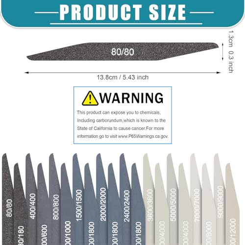 Honoson 20 Pcs Sanding Sticks for Plastic Models Polishing Sticks Assorted Metal and Wood Sanding Tools Accessory for Model Craft Amateur Beginner (Low Grits and High Grits,Double Angle Shape)