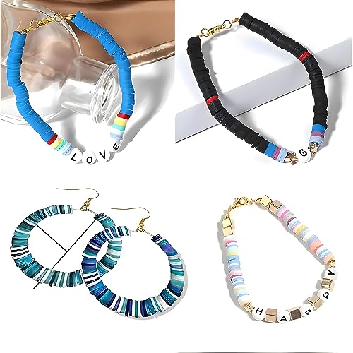 YMSDZHL 4300+ Clay Beads Bracelet Making Kit,24 Colors Flat Preppy Beads for Friendship Bracelets,Polymer heishi Beads with Charms,Gifts Crafts Set for Girls 6-12