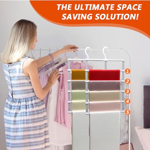 Closet Organizers and Storage,Pants Hangers Space Saving,Al Alloy Hangers for Organization and Storage,Dorm Room Essentials for College Students Girls,Home Organization Scarf Jeans Hangers-2 Pack