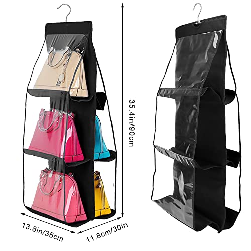 Geboor Hanging Handbag Organizer Dust-Proof Storage Holder Bag Wardrobe Closet for Purse Clutch with 6 Larger Pockets (