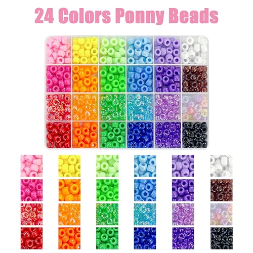 LIS HEGENSA DIY Crafts Gifts for Girls Beading Kits, 1000PCS Pony Beads Bracelet Making Kits with Decorative Beads and Charms, Craft Supplies for Children, Adults, Girls