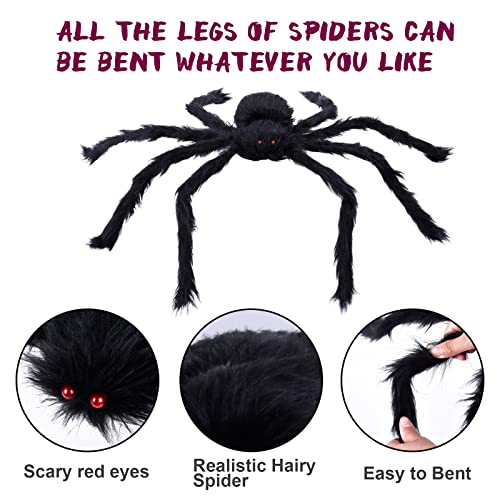 KUCHEY Halloween Decorations Outdoor 200'' Triangular Spider Web + 47'' Giant Fake Spiders, Halloween Decor Indoor Clearance for Home Outside Yard Costumes Party Haunted House Garden Lawn