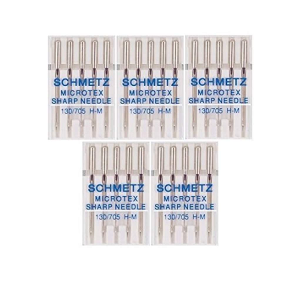 SCHMETZ Microtex Sharp Sewing Machine Needles - Quilting & Topstitching Supplies, Size 80/12, 5-Needle Card, Pack of 5