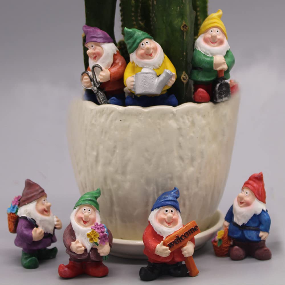 PEATOP Fairy Garden Accessories, Garden Gnome Figurines Set of 7, Miniature Gnome Figurines for Plant Pots Decor, Home Decoration, Fairy Garden
