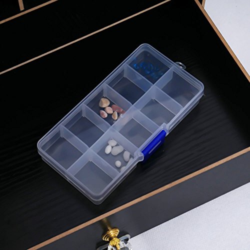 UTENEW Plastic Jewelry Organizer Box Clear Storage Bead Case for Little Crafts/Arts 2 Pack Container with 10 Grids, Small