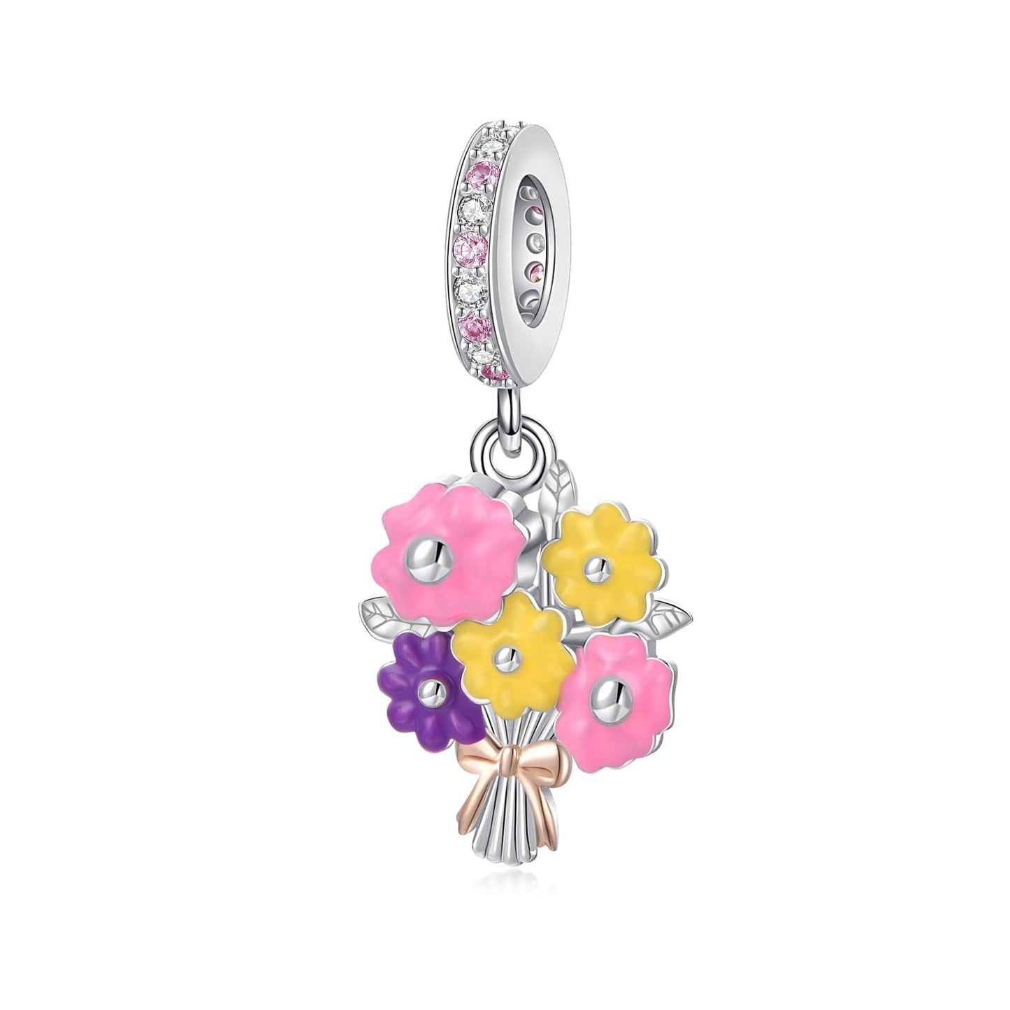 Alstade Blooming Flowers Charm 925 Sterling Silver Charms fits Bracelets and Necklace Pendant Bead Charms Jewelry Present for Women Family Friends