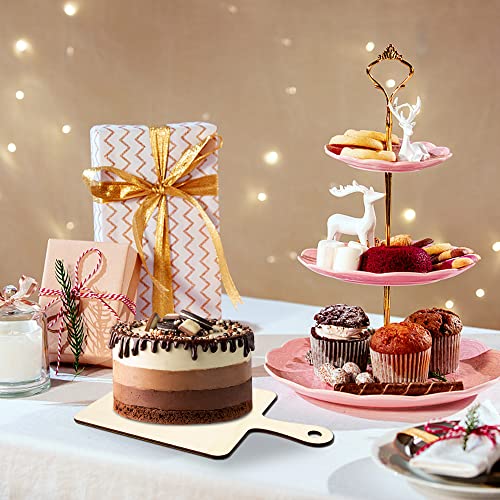 16 Pack Unfinished Wood Cutting Board Craft with Handle, Wooden Paddle Cheese Bread Board Set Chopping Board Serving Tray for Craft DIY Christmas Home Kitchen Cooking Decor (9.4" x 5.5")