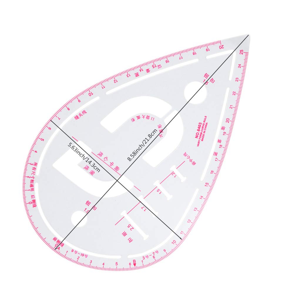 NEWMAY 6 Stlye Sew French Curve Ruler Metric Shaped Plastic Sewing Tools Measure Ruler for Sewing Pattern Making Design DIY Dress Clothing, Bendable Drawing Template Perfect for Designers and Tailors