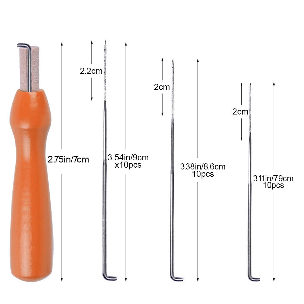 MORFEN 30 PCS Needle Felting Needles, 3 Sizes Wool Felting Needles, Needle Felting Supplies with Wooden Handle, Fingercots Needle Felting Tools Kit for DIY Wool Felting Projects