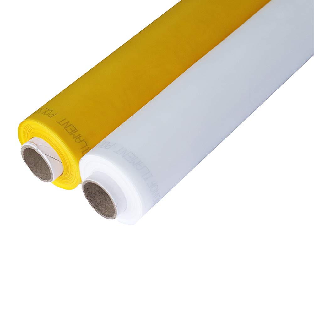 Silk Screen Printing Mesh, 100Mesh/40T White Yellow for Screen Printing Machine Equipment Accessories, Filter Painting, Polyester Fabric