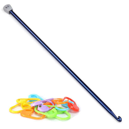 Crochet Hook Tunisian 8.0 mm (Size L), Aeelike Extra Long Afghan Hook Aluminum Colorful for Beginners and Crochet Hooks Lovers