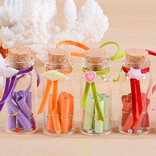 esowemsn 24pcs 10ml Clear Glass Jars Bottles with Cork Stoppers, Glass Bottles for Decoration, Arts & Crafts, Projects, Party Favors