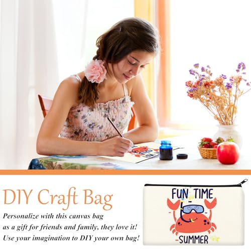 Legigo 10 Pack Blank DIY Craft Case Blank Makeup Bags- Beige Canvas Pencil Pouch Bulk Cosmetic Bag Multi-Purpose Travel Toiletry Zipper Bags (8.3 × 5 Inch)