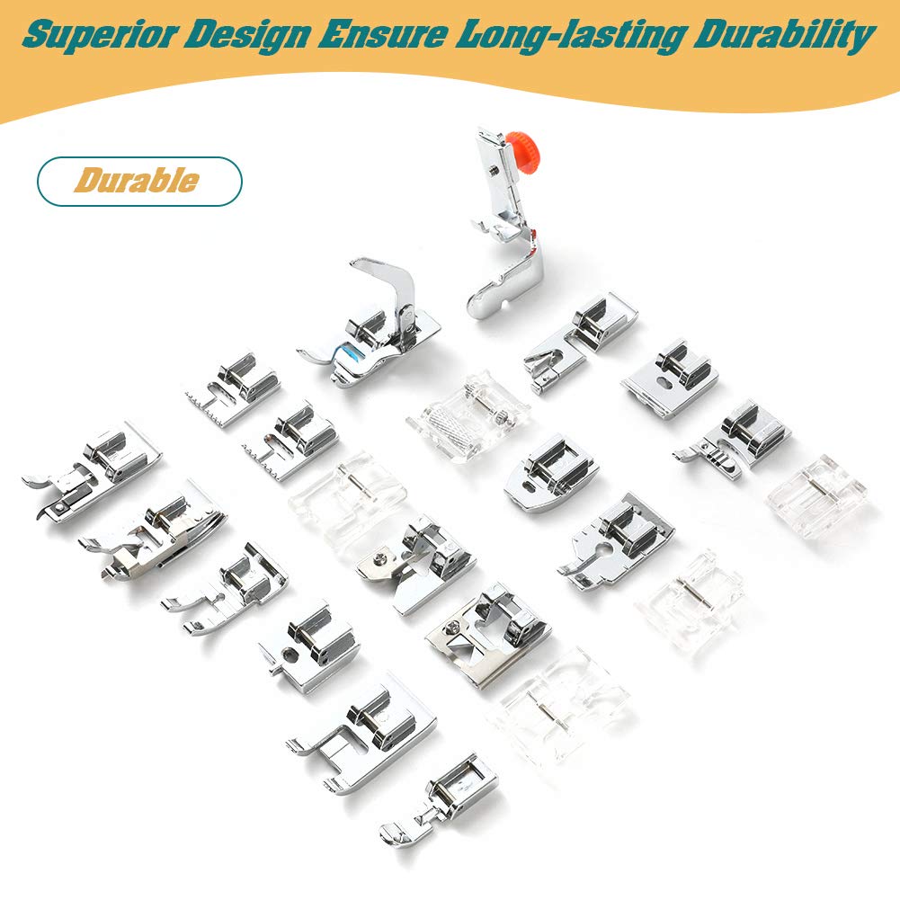 Aiskaer 48Pcs Sewing Machine Presser Feet Foot Set for Brother, Babylock, Singer, Janome, Elna, Toyota, New Home, Simplicity, Kenmore