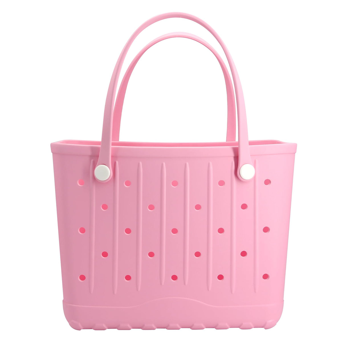 CXY Medium Rubber Beach Bag for Women EVA Washable Tote Bags for Beach Waterproof Sand-proof Handbags Pool Boat Work Sports (Pink, Small)