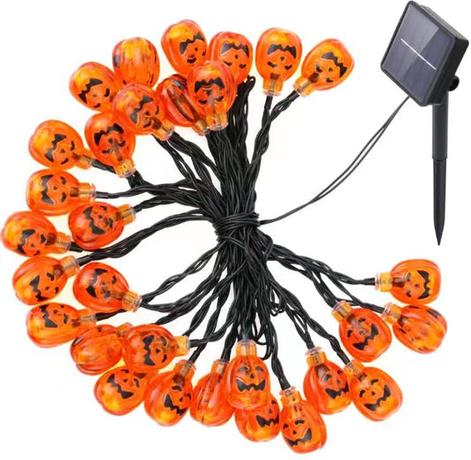 Senmao Home Decor Halloween string lights with 30 led,Orange Lights 20ft with pumpkin lights,Halloween Lights Outdoor for Patio, Garden,Parties (IP65,8 Light Modes Warm White)