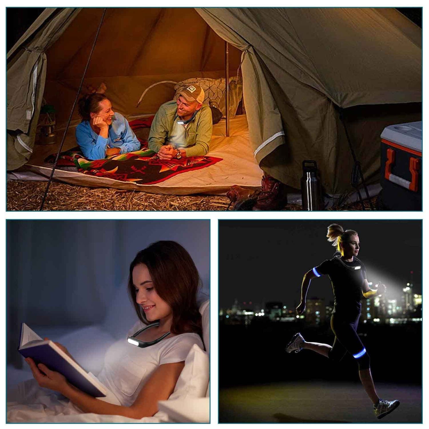 LED Neck Reading Light,Book Light In Bed,Adjustable Brightness Desk Lamp,3 Color with Bendable Arms,Suitable for Repairing,Night Running,Walking,Knitting,Camping (1PCS)