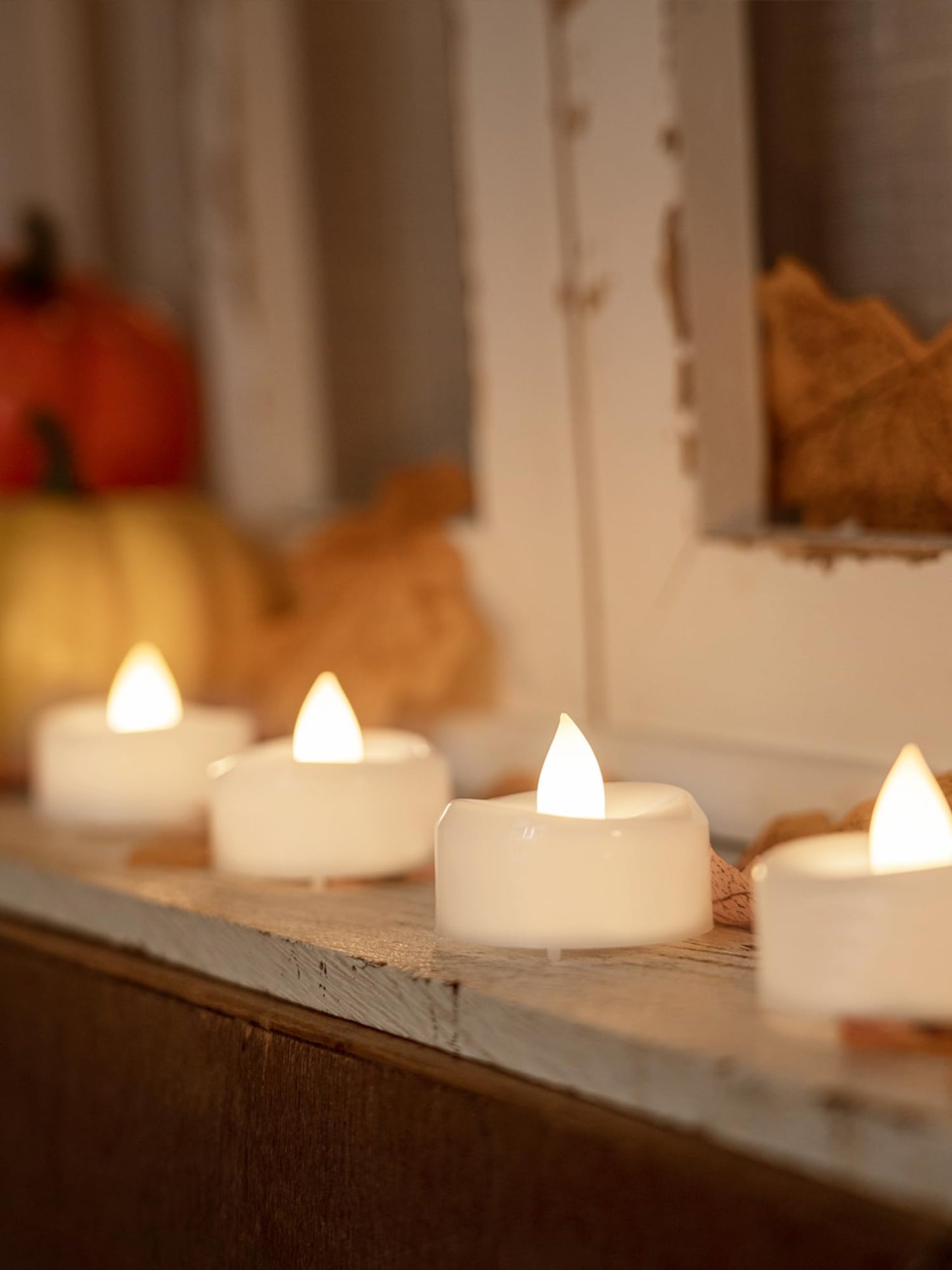 merrynights Flameless Candles, 12-Pack Tea Lights Candles Battery Operated Bulk, Flameless Tealight Candles, Realistic Tea Lights for Halloween Christmas Wedding Table Decor, 1.5'' D X 1.25'' H