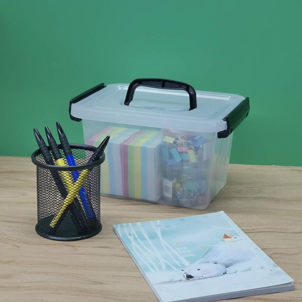 Ramddy 3.5 Quart Small Plastic Storage Box with Handles, 6 Packs Clear Latching Bin with Lid