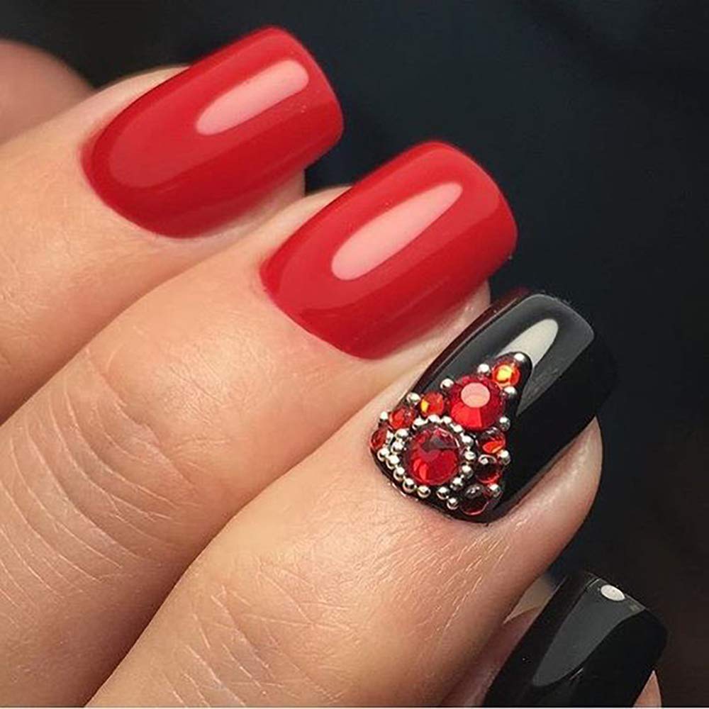 OUTUXED 5040pcs Red Flatback Rhinestones for Crafting, Crystal Round Gems for Nail Art DIY Crafts Clothes Bags, 6 Mixed Size Hotfix Rhinestones with Tweezers and Picking Rhinestones Pen