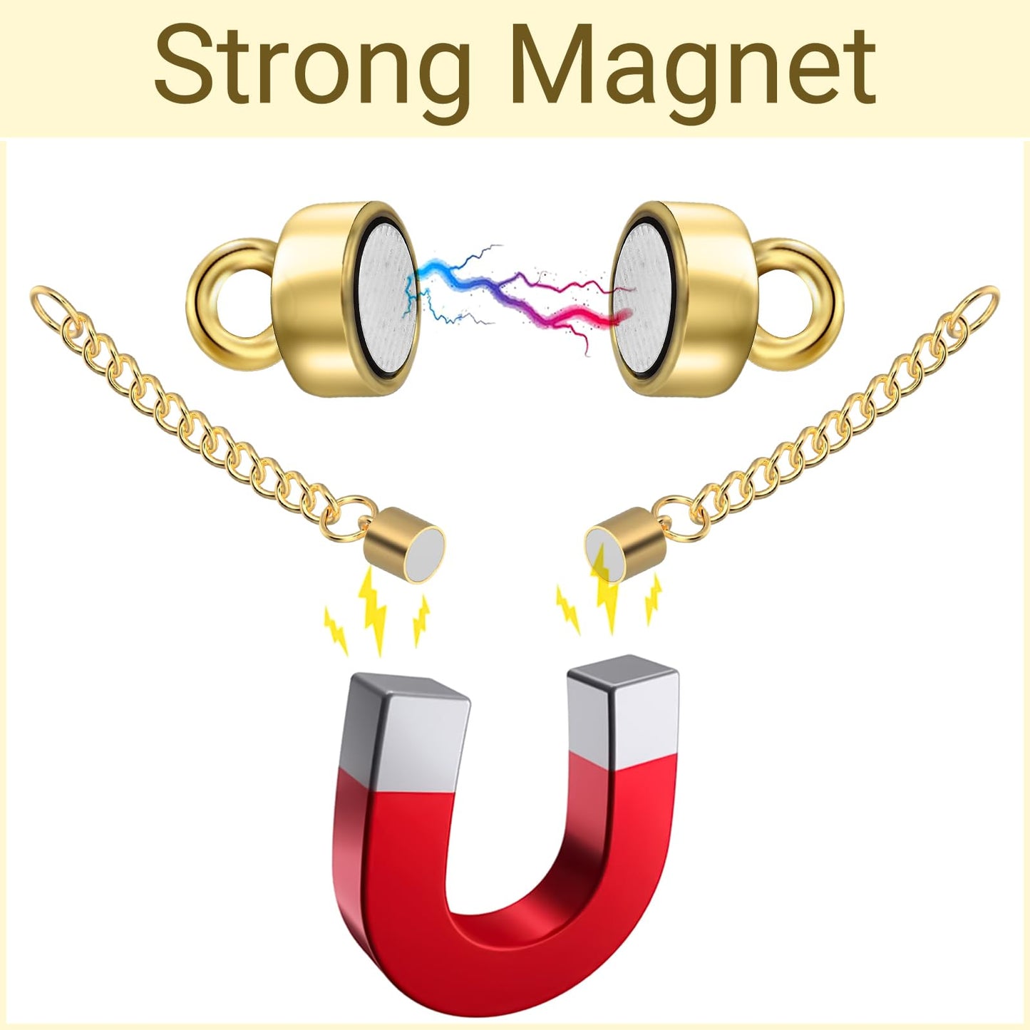 Qulltk Magnetic Necklace Extender Silver and 14K Gold Adjustable Chain Extenders for Necklaces,Magnetic Jewelry Clasps and Closures for Women