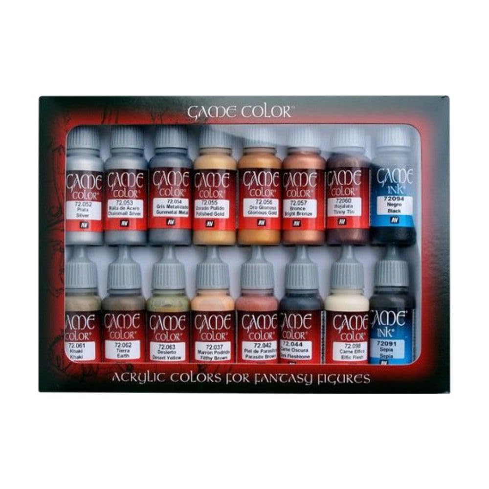 Game Color Leather and Metal Set | Set for Fantasy and Wargame Figures | 16 Bottles x 18 ml (0.60 fl.oz.)
