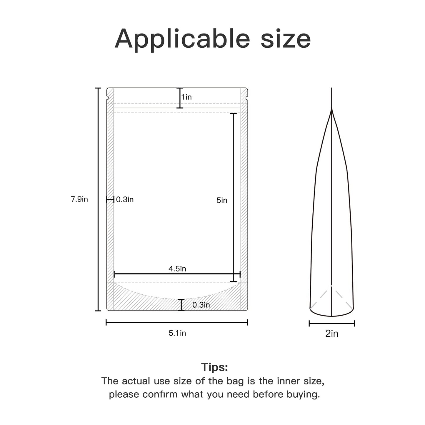 100 Pcs Resealable Bags,5.1" x 7.9"Clear Stand Up Food Bags,Zip Lock Food Storage Bags for Packaging Products,Herbs,Snack,Tea,Spices,Pet Food and Soaps