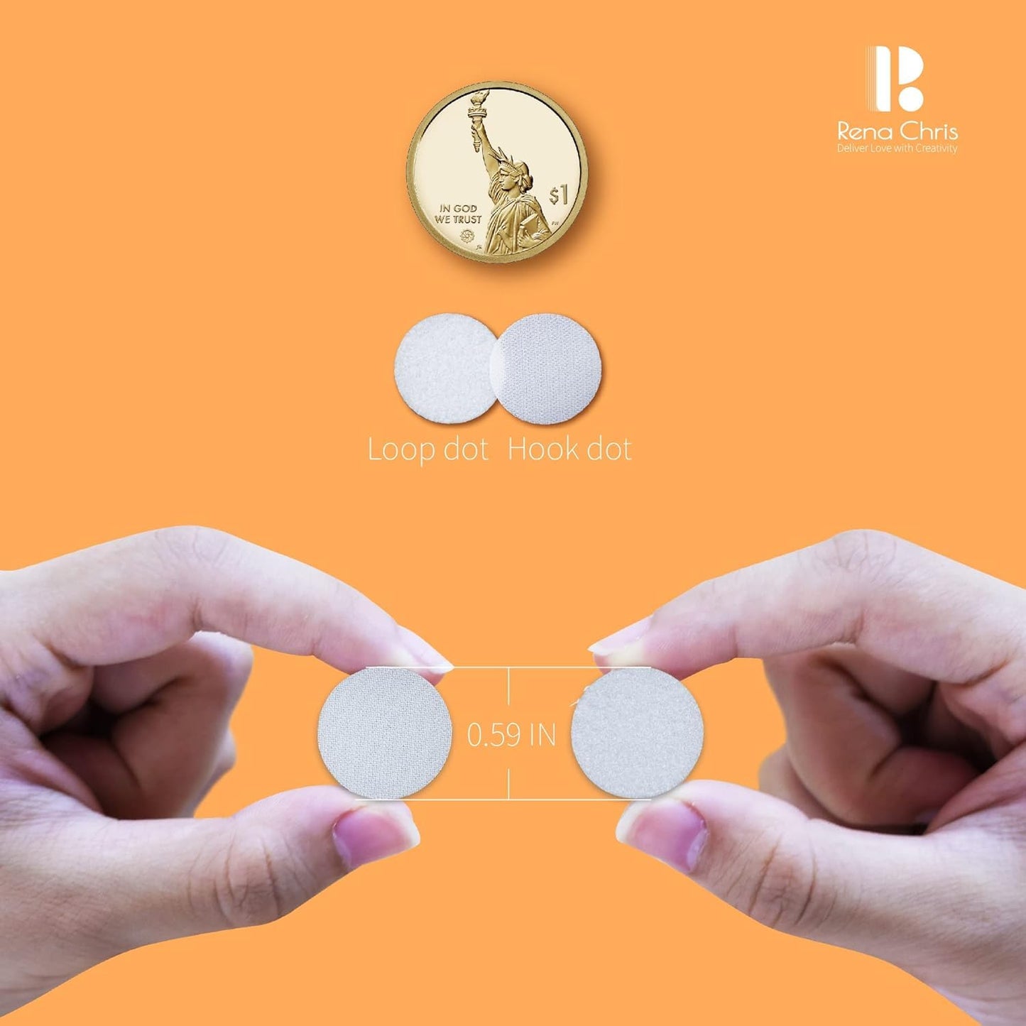 Self Adhesive Dots, 0.59" Hook and Loop Circles, 300 Pcs Round Fasteners with Strong Adhesive Backing, Waterproof Nylon for Classroom, Office & Home (White)