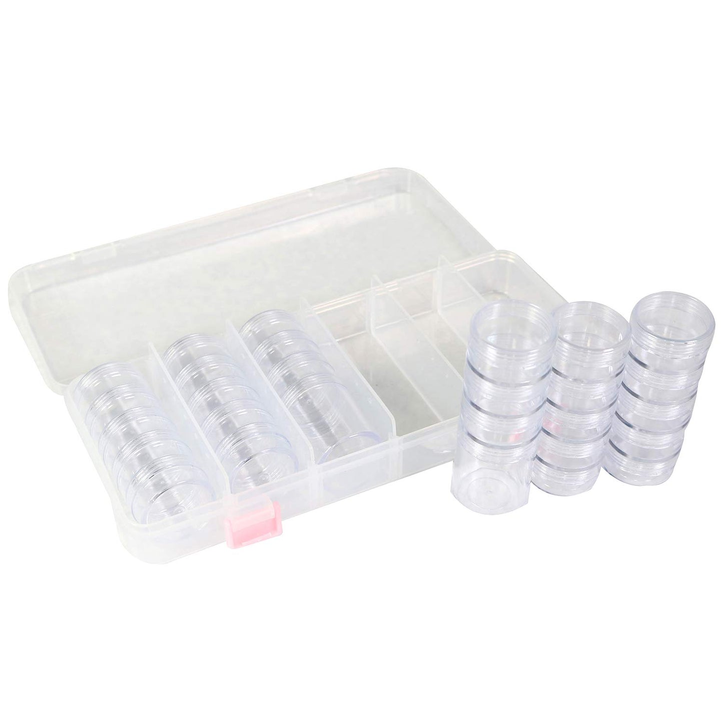 Everything Mary Large Plastic Bead Storage Organizer Box, 28 Jars - Containers for Beads & Supplies - Organizers for Craft, Art, Painting - Plastic Container Case for Organization