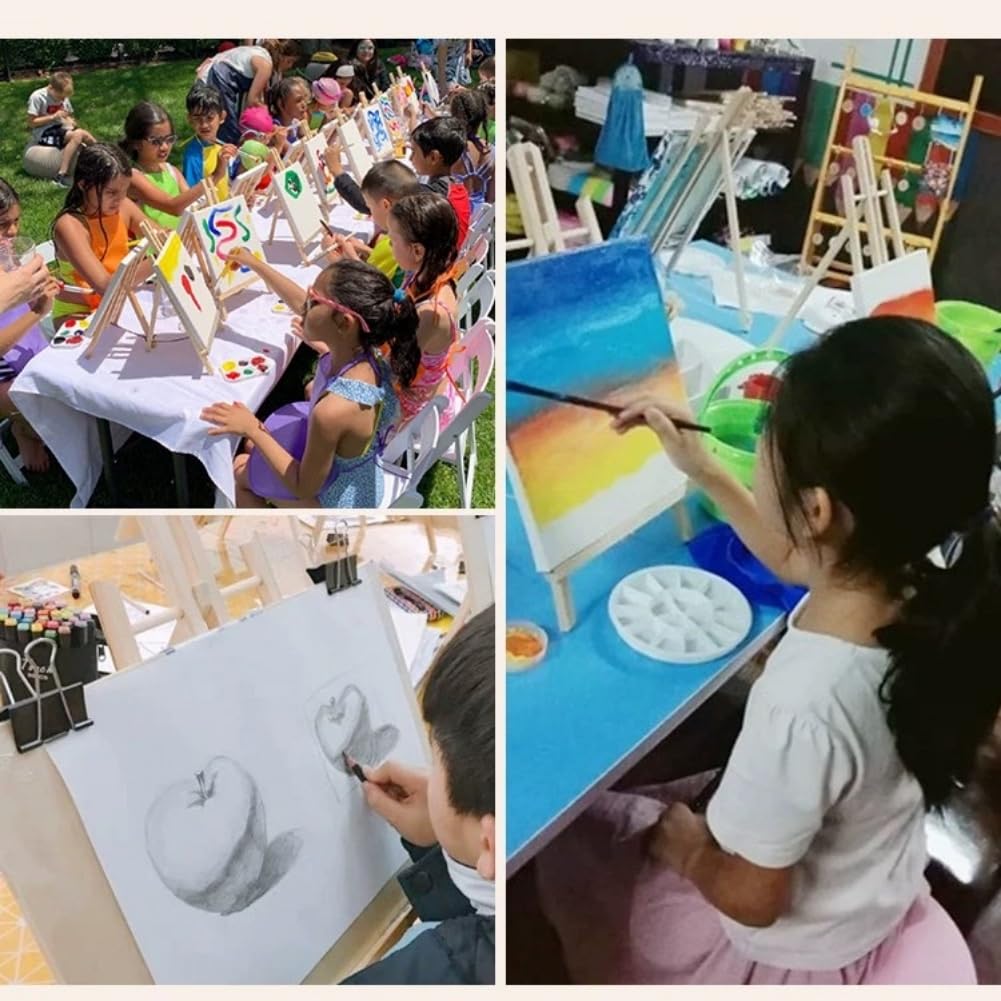 6 Pack 9 Inch Wood Easels, Easel Stand for Painting Canvases, Tripod, Kids Student Tabletop Easels for Painting, Art Craft Painting Easel Stand for Artist Adults Students