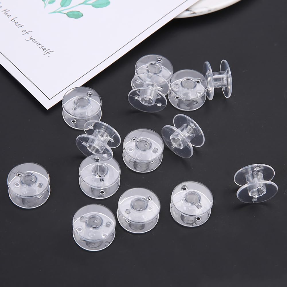 YEQIN 20Pcs Clear Plastic Sewing Machine Bobbins, Sa156 Bobbins, Bobbins Class 15, Compatible with Brother Singer Sewing and Embroidery Machine (20pcs Bobbins)