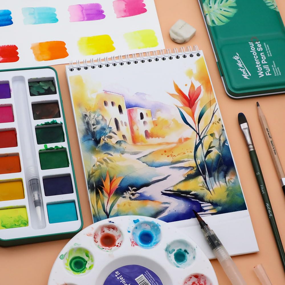 Watercolor Set Full Pan Signature 13pc in Tin, Vibrant, Multi-Color with Translucent Finish, Portable Watercolor Set
