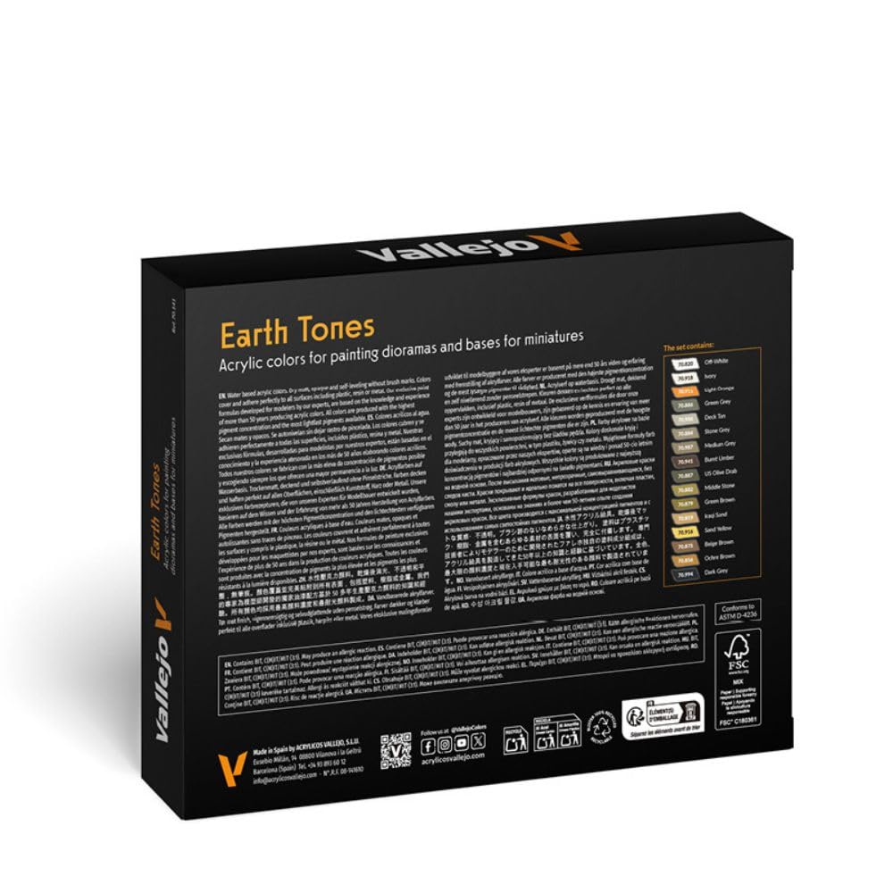 Model Color Effects Earth Tones Set | Modeling Acrylic Paints | 16 bottles x 18 ml (0.60 fl.oz.)