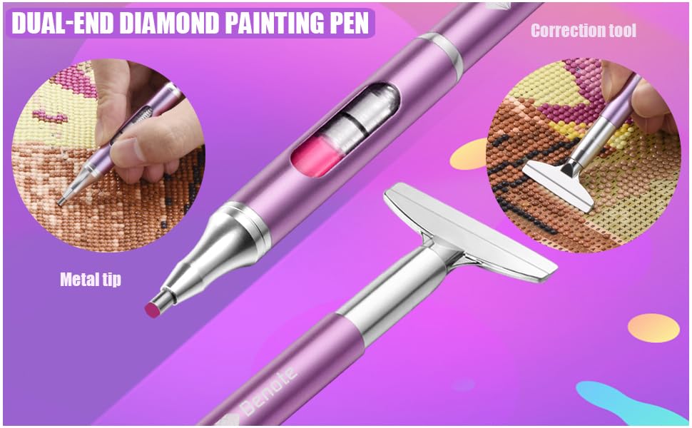 benote Diamond Art Painting Pen Refillable Wax Pen for Diamond Art Kit Accessories Self-Stick Drill Pens with Metal Correction Plate for 5D Craft DIY Nail - B18