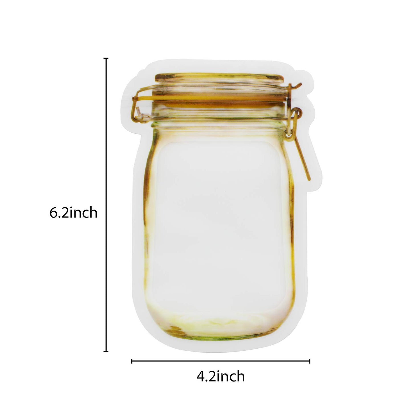 Mason Jar Bags Yellow, 20 Pcs Reusable Airtight Seal Food Storage Bags Leak-Proof Saver Bags for Travel Camping