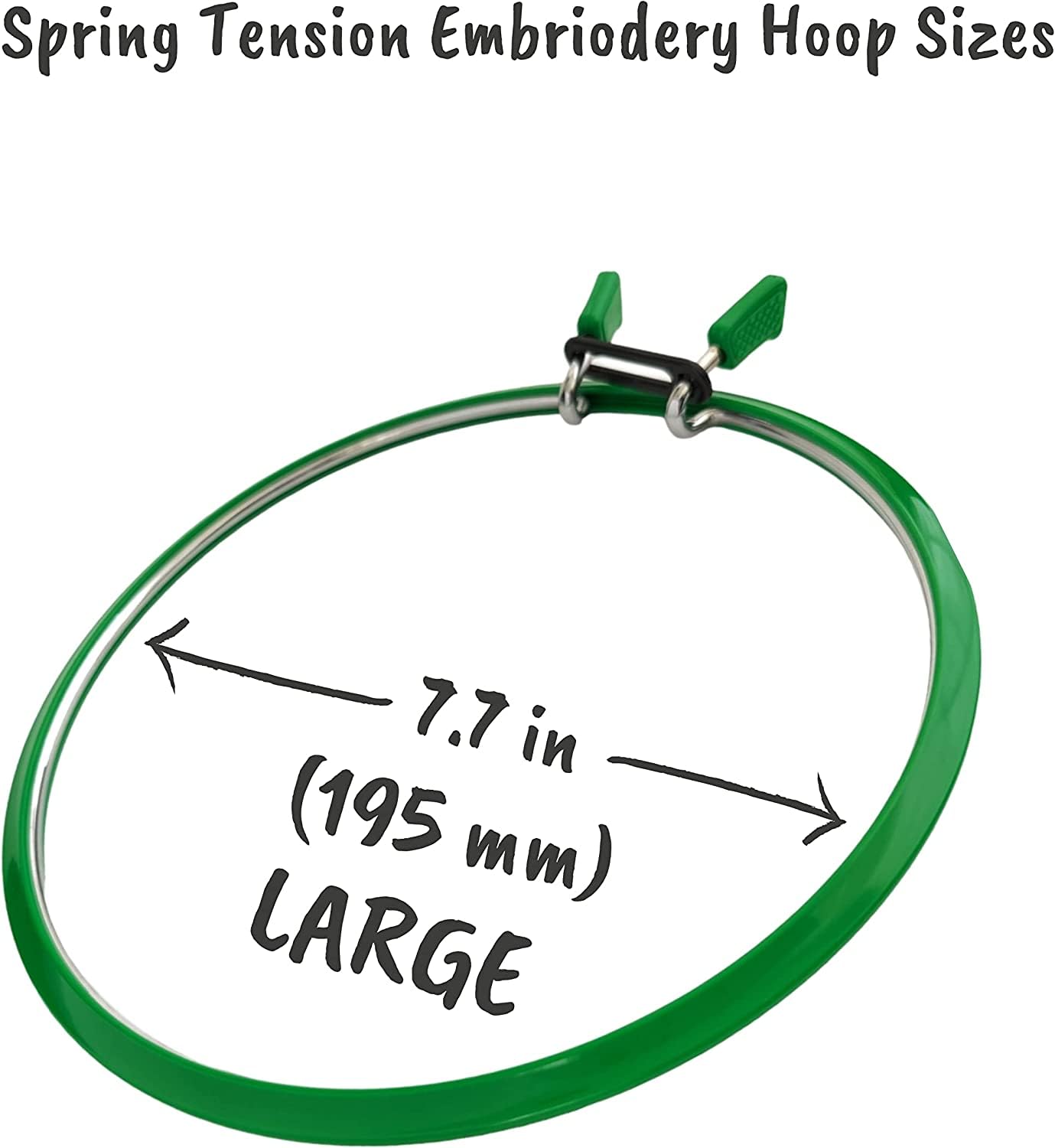 Premium Quality, Metal Spring Tension Embroidery Hoops, Cross Stich Hoop, Darning Hoops, Embroidery Tension Shed (Green, Siz Mix)