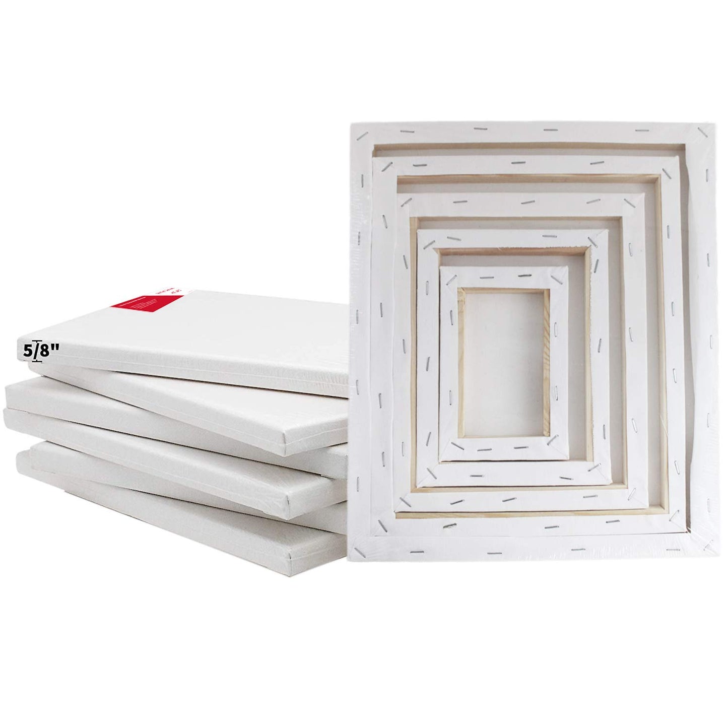 10 Pcs Stretched Canvases with Multi Size Pack, 4x6, 6x8, 8x10, 10x12, 12x14, for Painting, Acrylic Pouring, Oil Paint & Watercolor Art Media