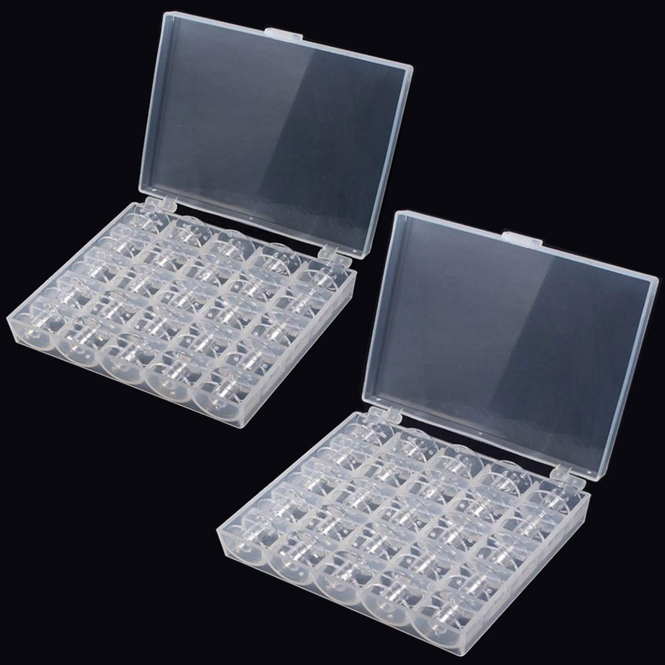 Bobbin Box,Machine Bobbin Organizer Plastic Case,Transparent 25 Slots Empty Bobbins Spools Box，Sewing Craft Plastic Case Storage Box for Sewing Machine