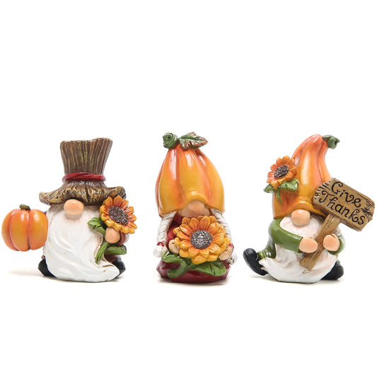 3pcs Fall Thanksgiving Pumpkin Gnomes Decorations Handmade Swedish Tomte Elf for Fall Decor Gift - Thanksgiving Party Home Gnomes Decor - Autumn Gifts