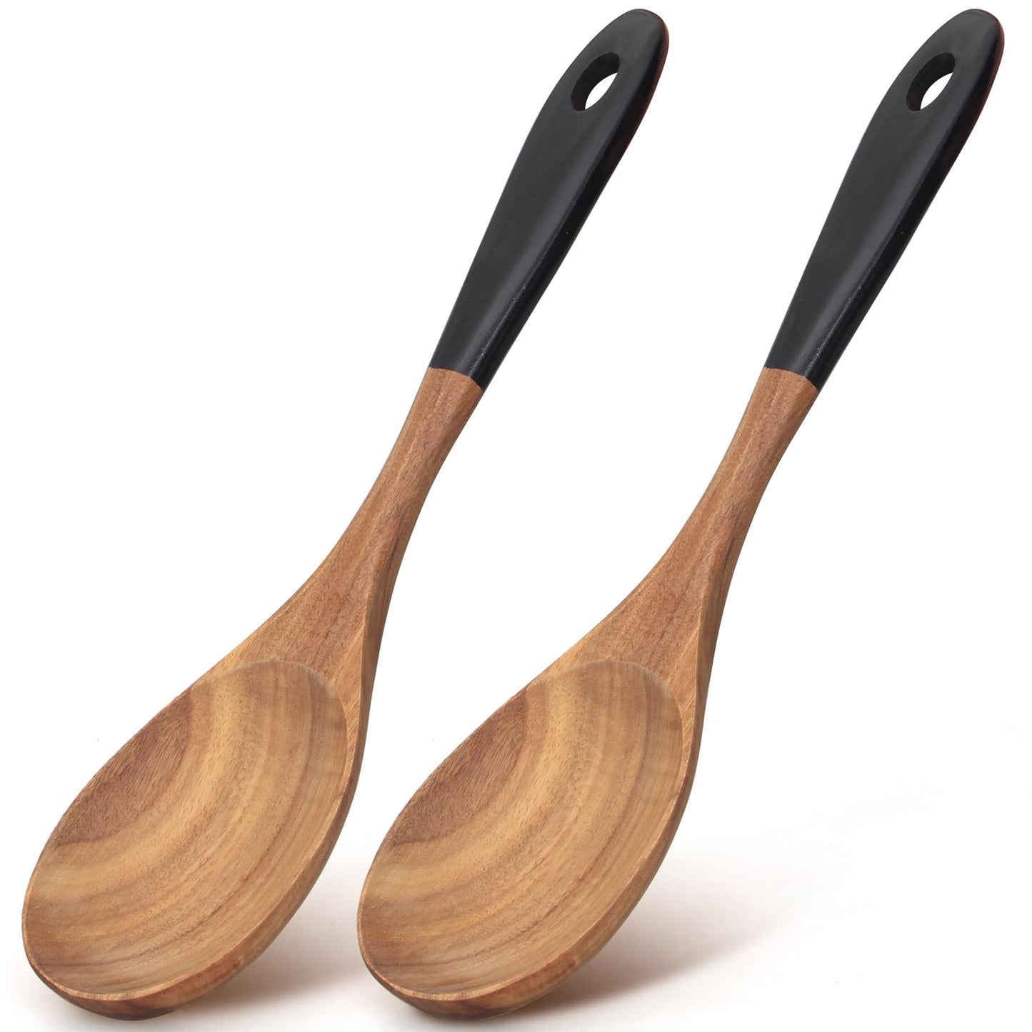 2 Pcs 12" Large Wooden Spoons for Cooking Utensils Acacia Wood Non Stick Serving Spoon for Baking Cooking Spatula Set Bamboo Teak Long Stirring Mixing Spoons Big Ladle Kitchen Tools Gift