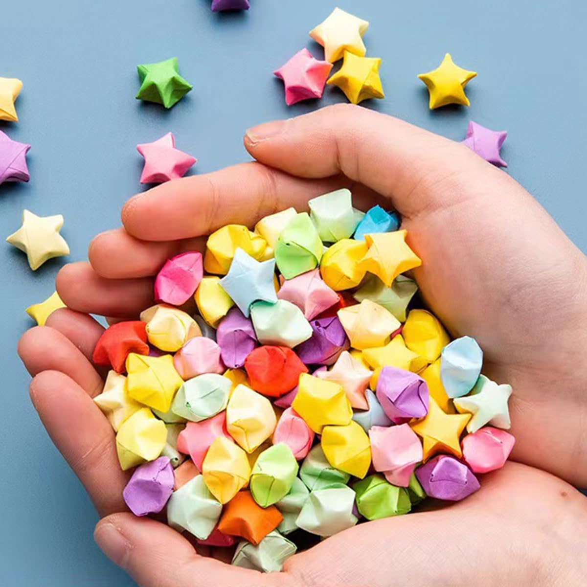 Origami Paper Stars, Colorful Handcraft Origami Lucky Star Paper DIY Paper Arts Creativity Hand Art Crafts (10-color mix (1350) sheets)