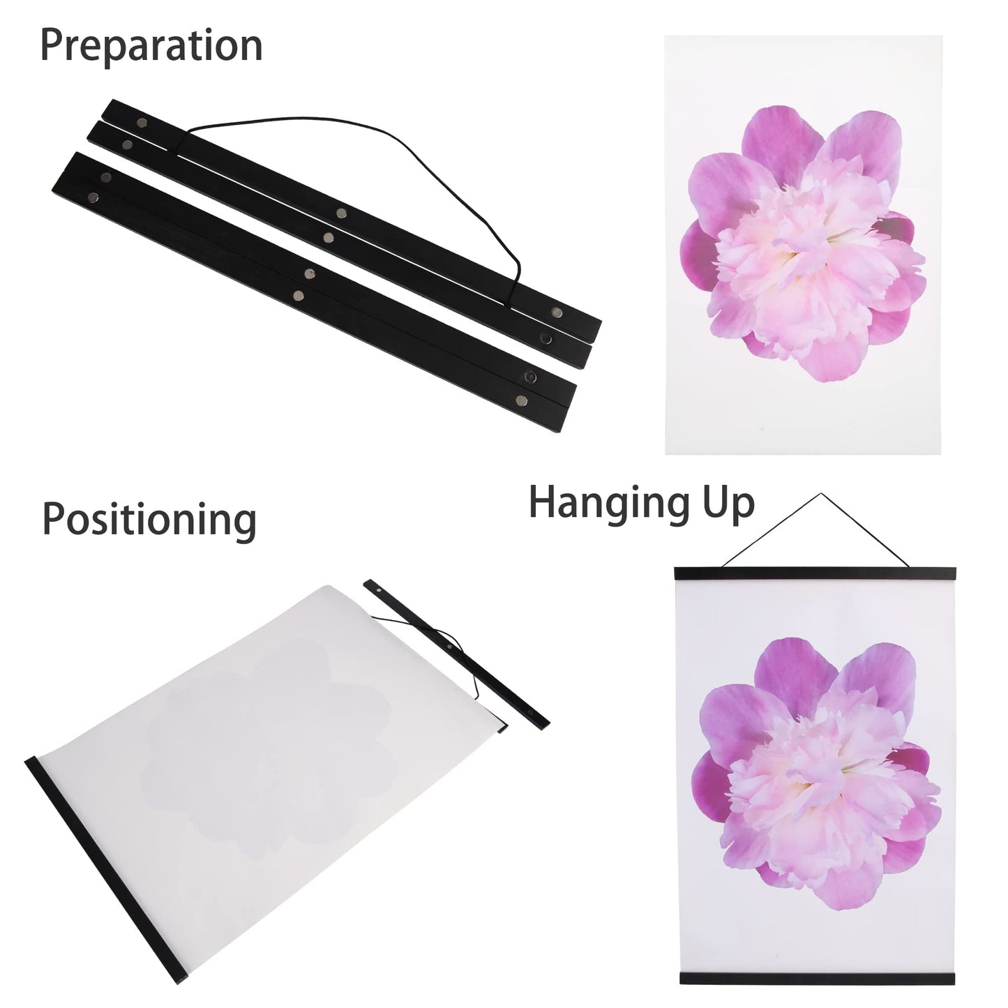 Magnetic Poster Hanger Frame, 16x24 16x22 16x20 Poster Frame 16 Inch Wide Magnetic Poster Hanger Frame,16",Black,1Pack