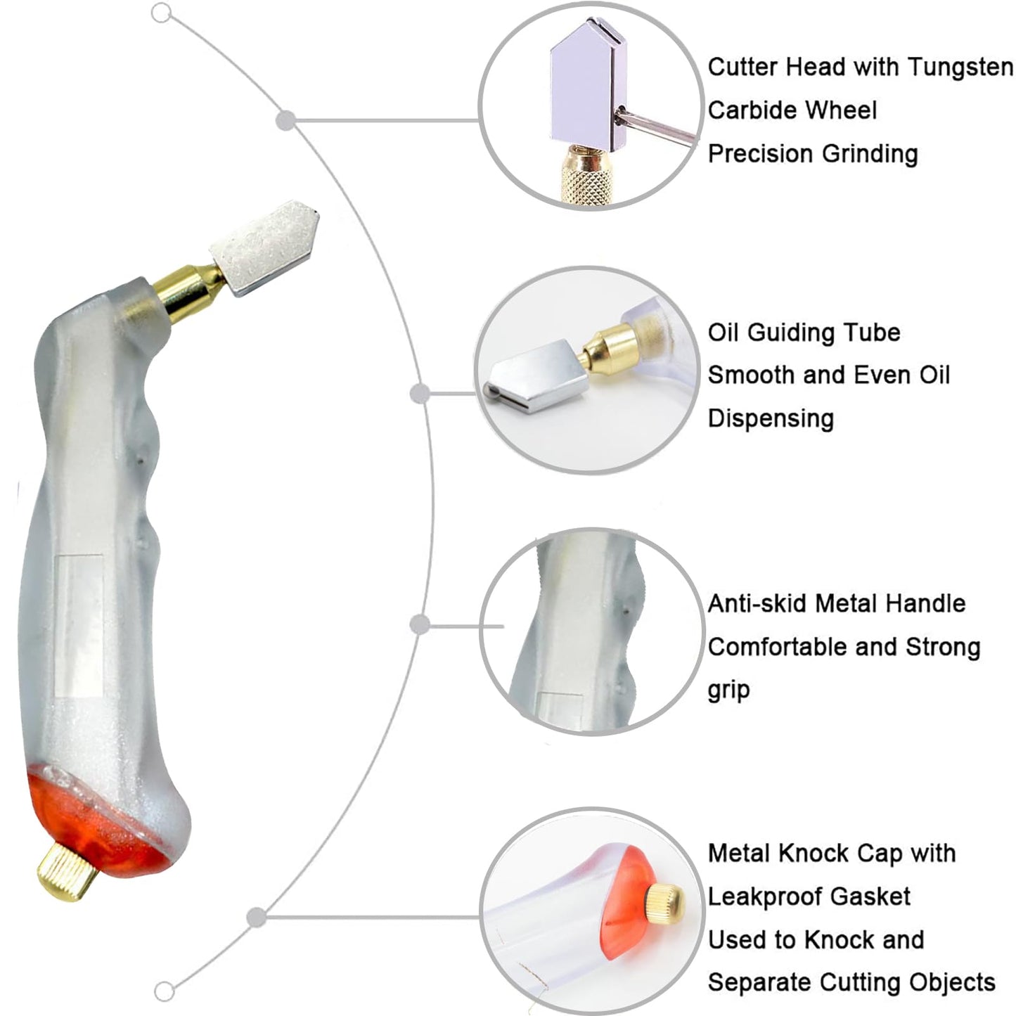 Glass Cutting Tool Kit,Glass Cutters Tools Set with Oil Feed Glass Cutter Glass Running Pliers Breaker Pliers, Glass Cutting for Stained Glass Mosaic Tiles Mirrors,Zipper Package