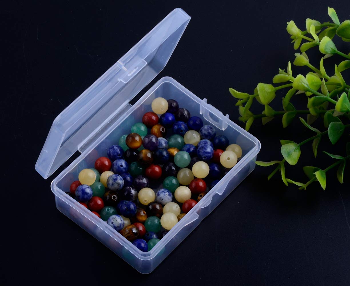 7 Chakra Natural Stone Beads Mixed 100pcs 8mm Round Genuine Real Stone Beading Loose Gemstone Amethyse Color DIY Smooth Beads for Bracelet Necklace Earrings Jewelry Making