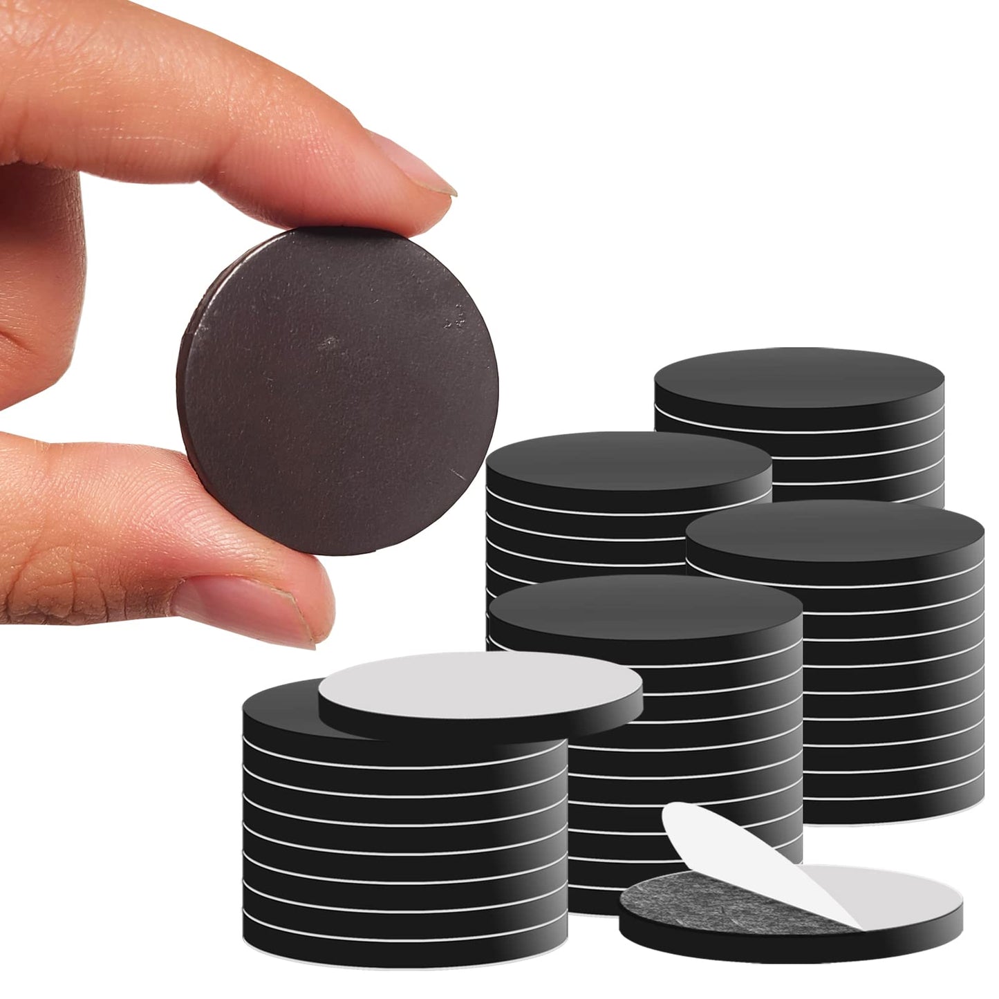 Round Small Magnet Dots with Adhesive Backing for Crafts DIY School Office Home Flexible Circle Magnetic Dot with Self Adhesive Alternative to Magnets Tape Sheet 50 PCS 25mm (Diameter 1.0”X 0.08”)