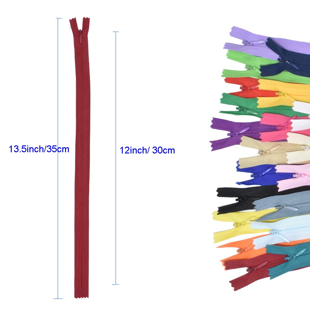12.5" 40 Pcs Nylon Invisible Zipper for Tailor Sewer Sewing Craft Crafter's Tools Garment Special 20 Colors (12.5inch)