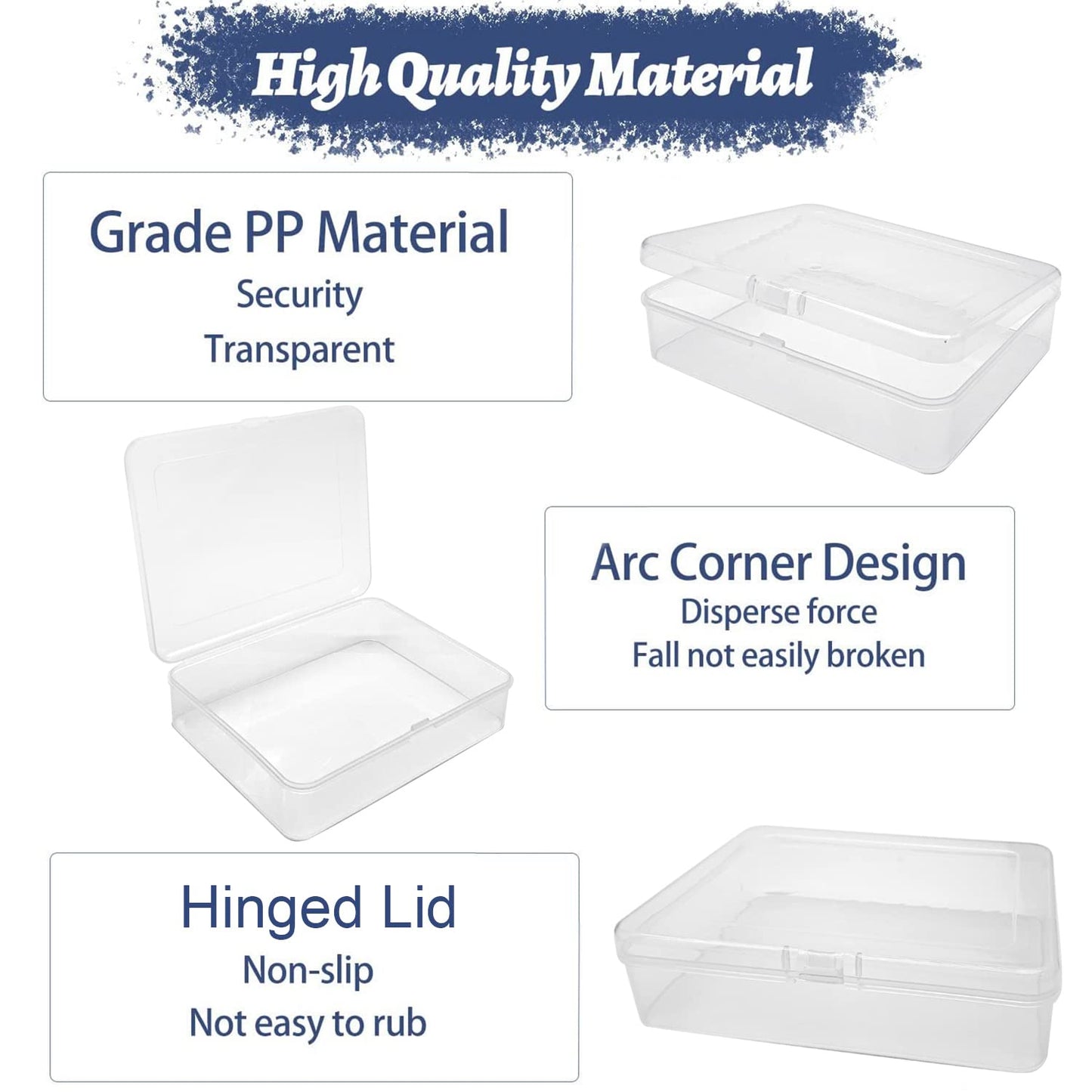 12 Pcs Mini Plastic Storage Containers Box with Lid, 5x4x1.3 Inches Clear Rectangle Box for Collecting Small Items, Beads, Game Pieces, Business Cards, Crafts Accessories